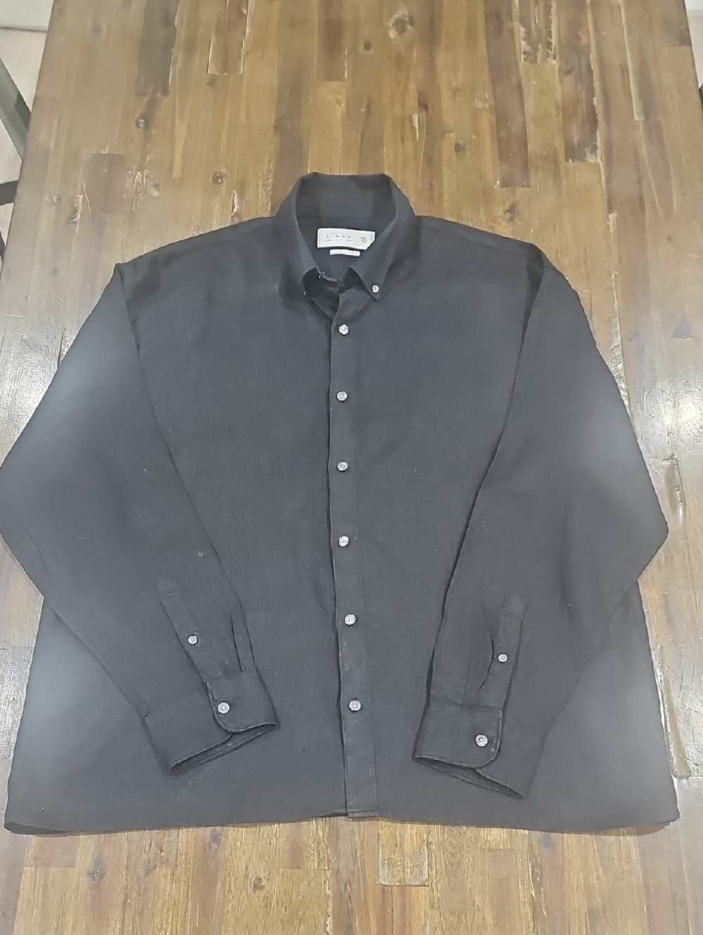 Abercrombie & Fitch Black Button-Down Linen Shirt